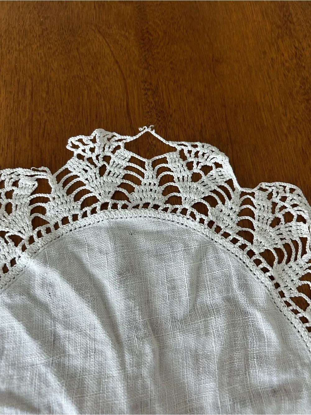 White Crochet Edge Oval Table Doily - Classic Home Dining Accent
